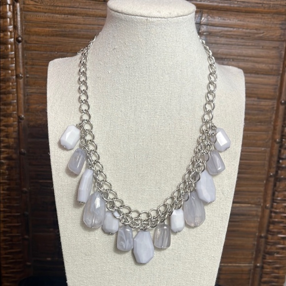 Light Gray Beaded Fashion Fun Necklace